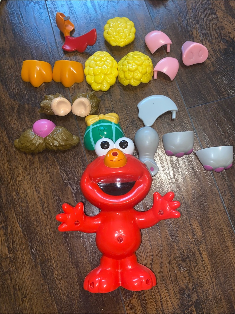 Mattel Red Elmo Dress-Up Figure with Yellow, Pink and Green Accessories